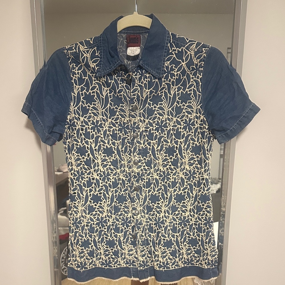 Jean Paul Gaultier Denim Embroidered Vintage Top
